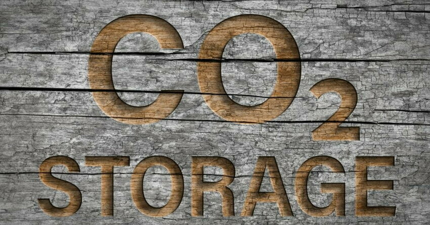 A wood background with the words 'CO2 Storage' on it.