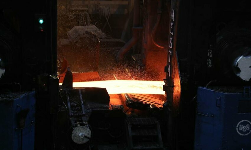 Steel being made at a U.S. Steel facility