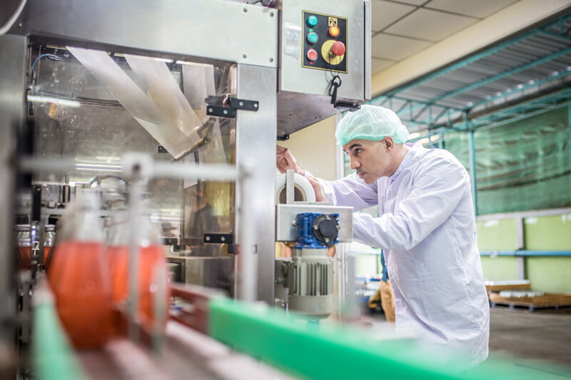 Worker working on a production line